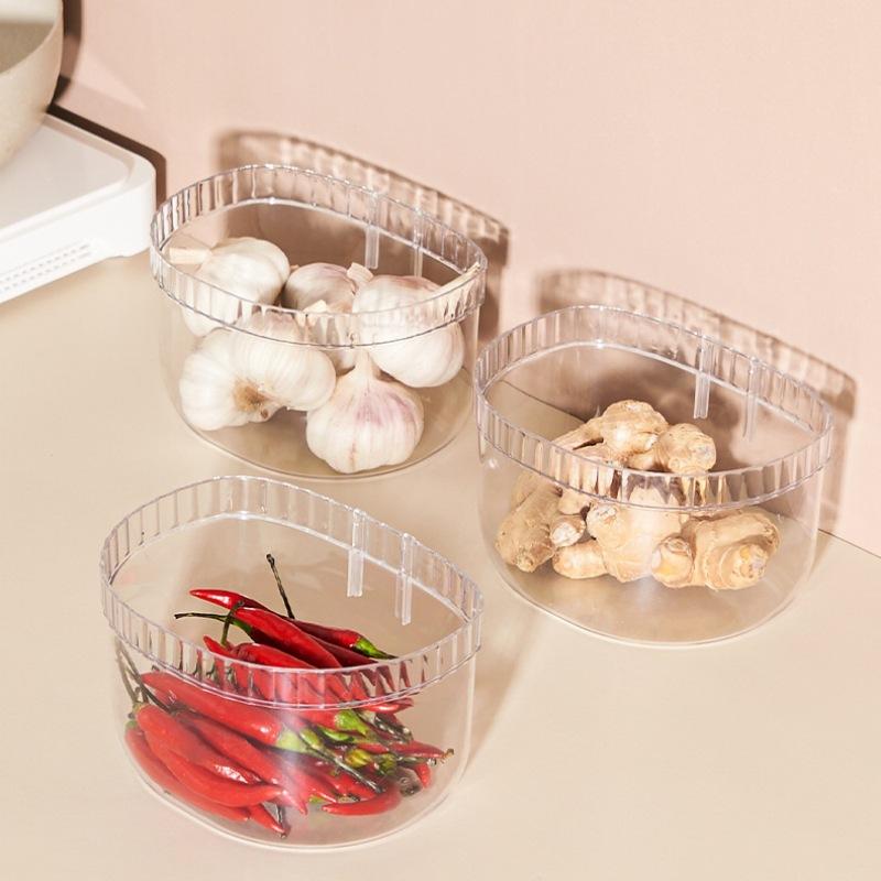 Transparent Home Wall Hanging Basket Storage Basket for Ginger Garlic Save Space Kitchen No-drill Wall-mounted Storage Rack
