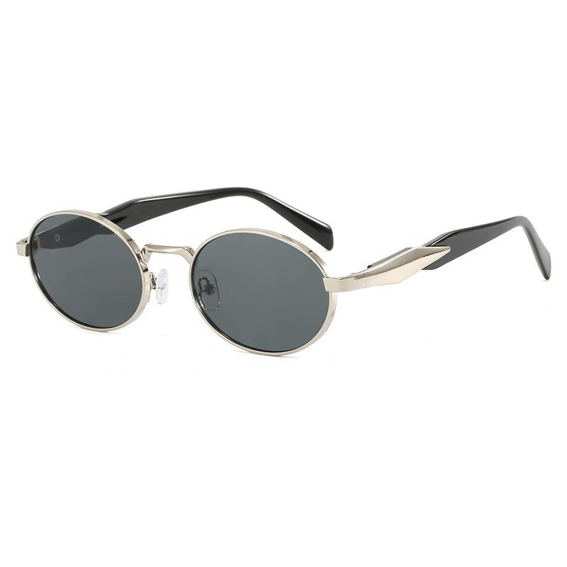 Metal Sunglasses Small Frame Wide Thick Legs Oval Foreign Trade Sunglasses High Fashion Thin Sunshade Glasses