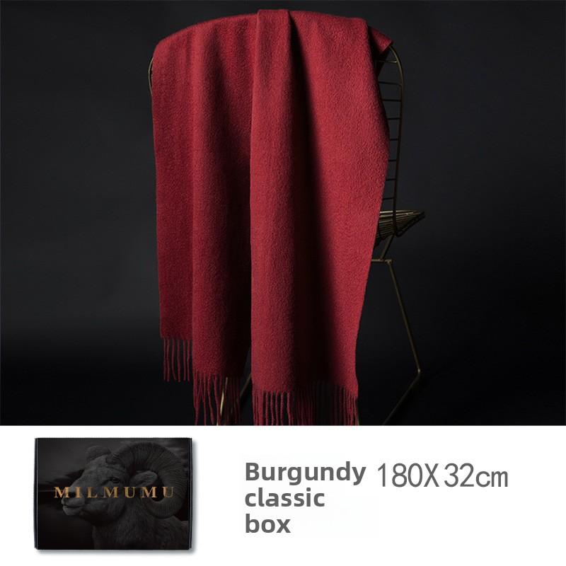 MILMUMU100% Wollschal, Herren Winter einfarbig grau schlicht Service verdickt warm Geschenkbox