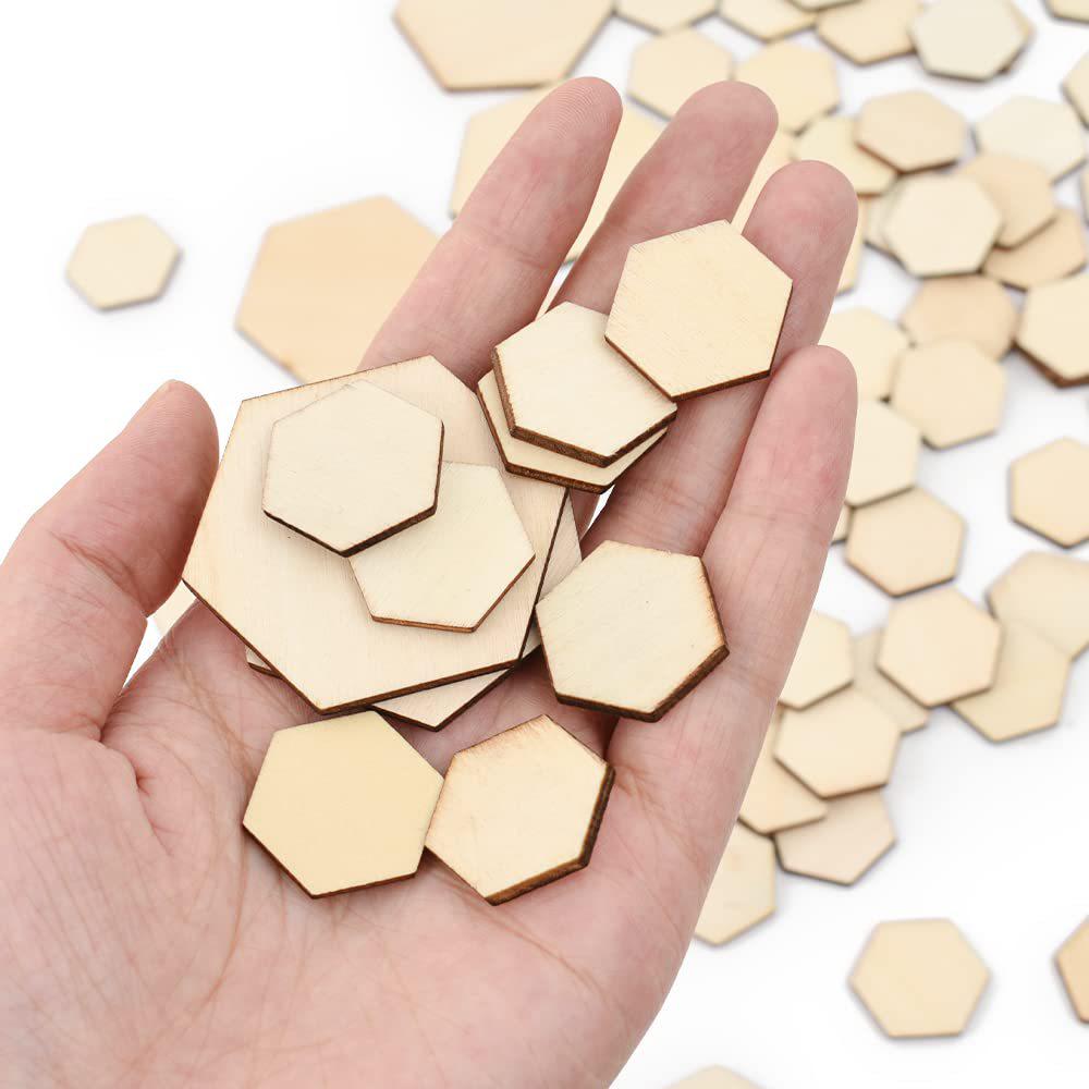 Rodajas de Madera Decorativas de Tilo Hexagonales para Bricolaje y Manualidades Hechas a Mano