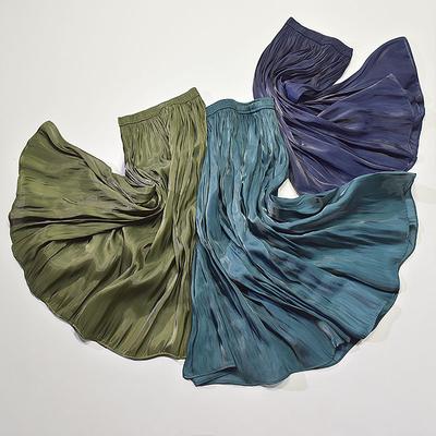 Parelmoer Glanzende Zijdezachte Geplooide Rok, Middellange Damesrok met Hoge Taille, Ins Super Hete Rok