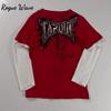 RogueWave Y2K T Shirt Men New Hip Hop Red Printing Round Neck Oversized Long Sleeved T Shirt Casual Gothic Clothing Tops Streetwear