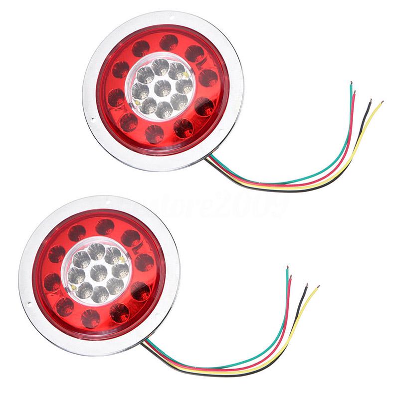 2pcs Round 19LED Truck Trailer Lorry Stop Turn Tail Brake Light Side Marker