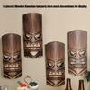 Pack of 4 Hand Carving Wooden Mask Wall Hangings Polynesian Themed Home Decorative Item for Indoor and Outdoor Space