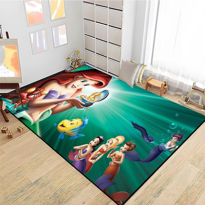 15 Size Little Mermaid Princess 3D Carpet Rugs for Home Living Room Bedroom Sofa Doormat Decor,Kids Area Rug Non-slip Floor Mat