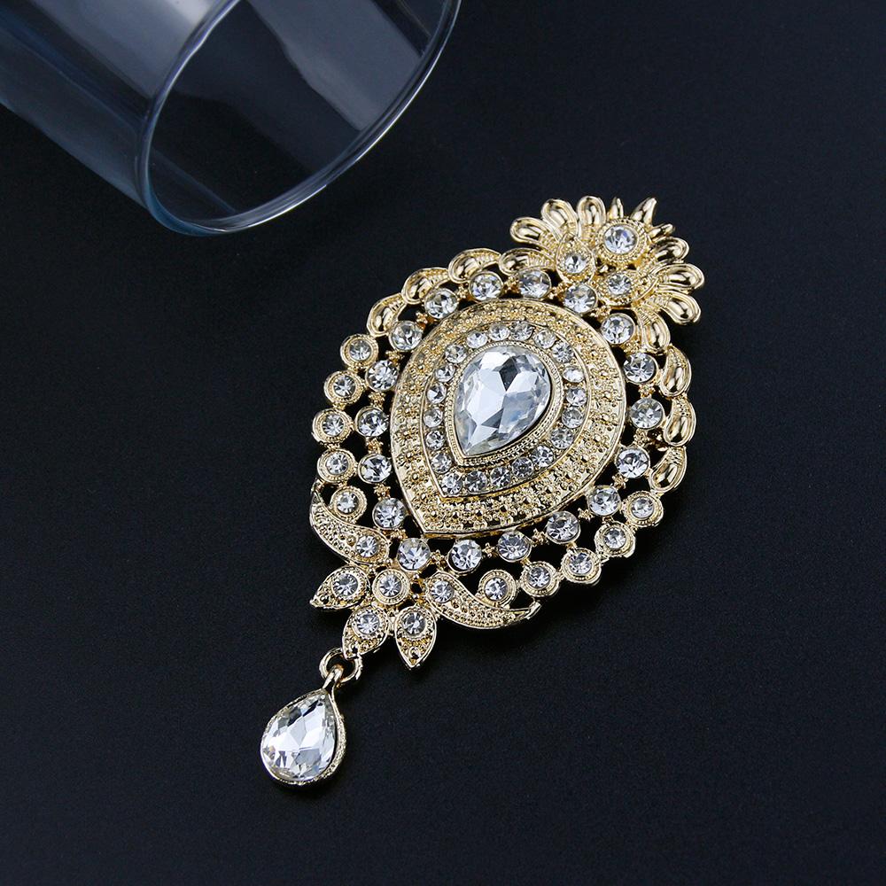 Ladies' Brooch Gold Color Rhinestone Wedding Jewelry Gift For Brides