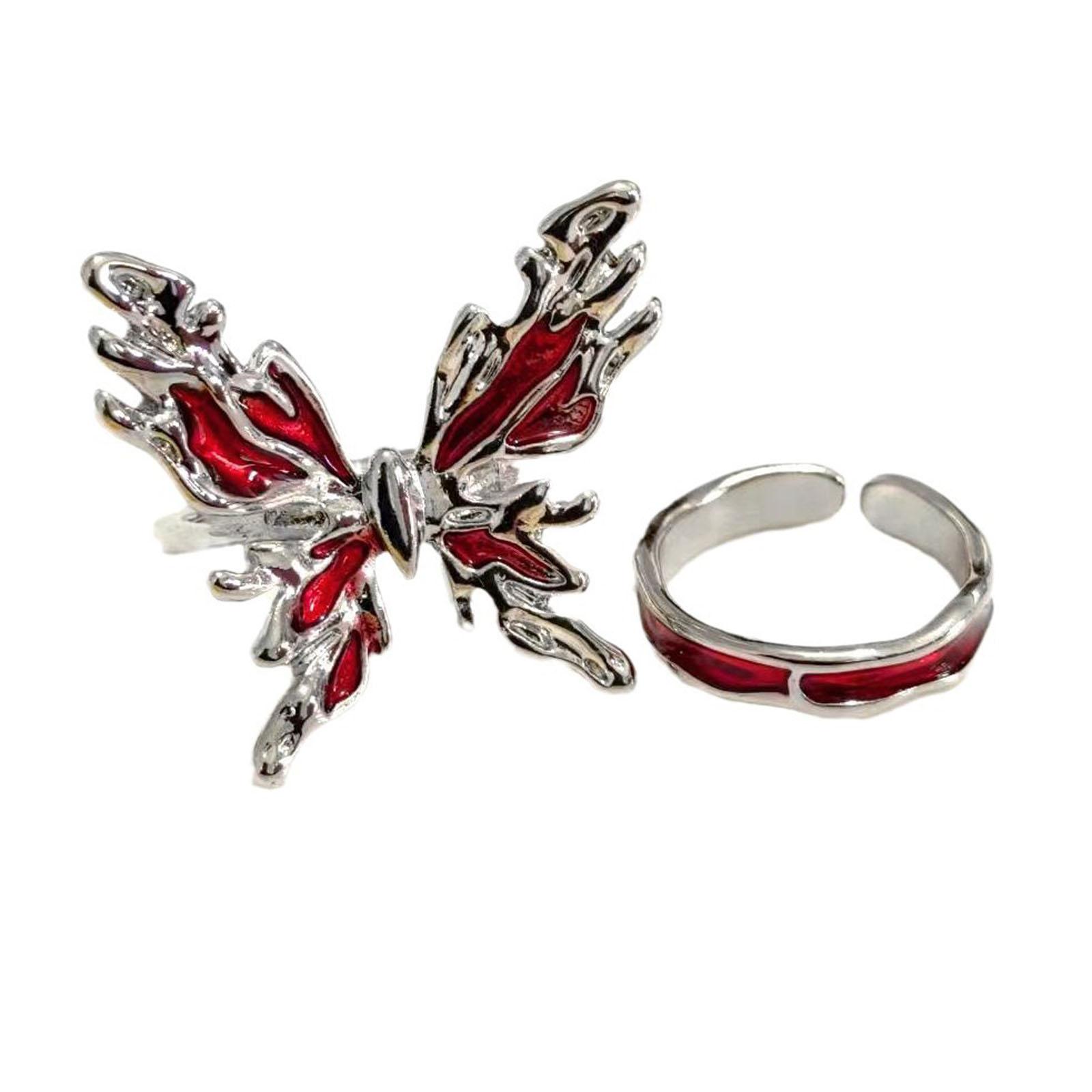 

2 шт., модные металлические открытые кольца с бабочками, регулируемые готические кольца на палец, эффектные ювелирные изделия, простые кольца на костяшках пальцев