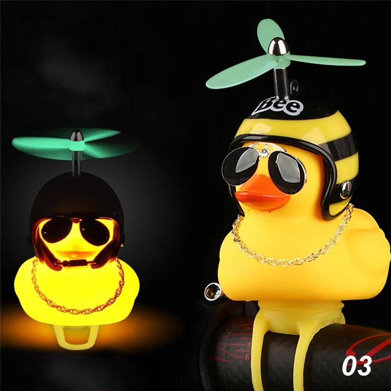 Luminous/Normal Airscrew Helmet Standing Duck Broken Wind Small Yellow Duck Bike Motor Riding Cycling Lights Bicycle Accessories