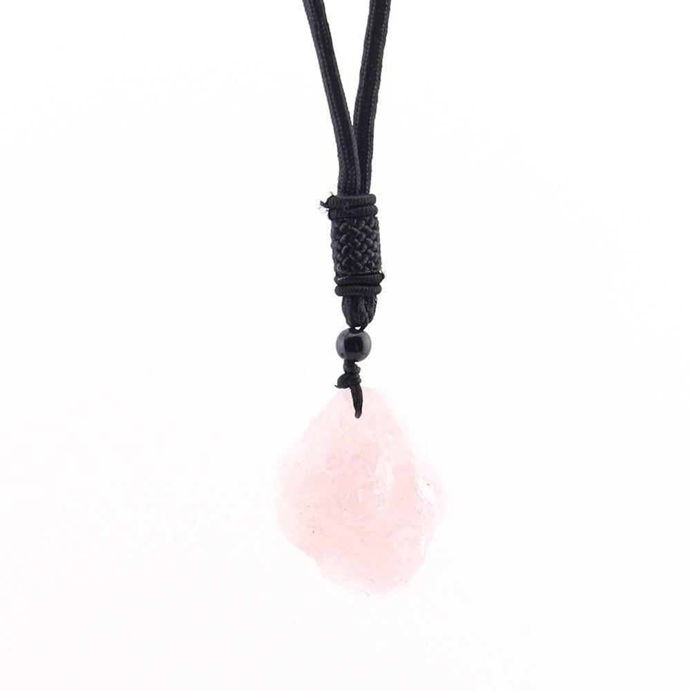 Natural Crystal Rough Stone Pendant, Hand-Beaten Irregular Stone Necklace, Sweater Chain Jewelry N748