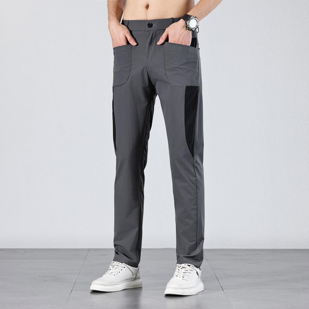 Men's Breathable Ice Silk Elastic Straight Leg Quick-Dry Casual Pants – Trendy and Comfortable for Summer
