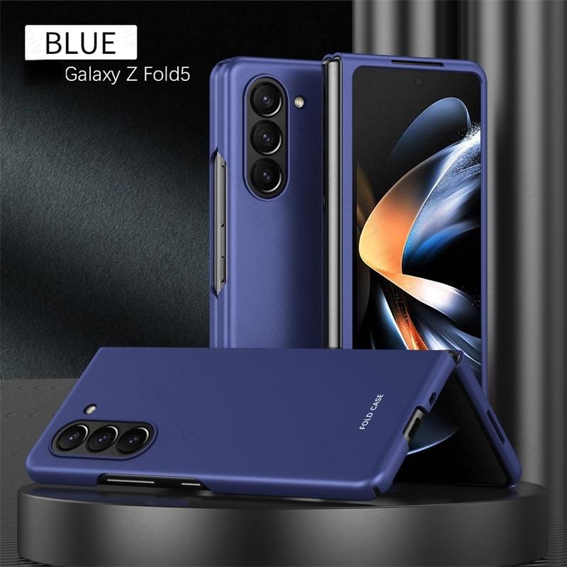Роскошный жесткий матовый чехол из поликарбоната для Samsung Galaxy Z Fold5 5G SM-F946B 7,6 дюйма, шелковый противоударный защитный чехол Galaxy Z Fold 5, чехлы для телефонов с покрытием For Samsung Z Fold 5 синий