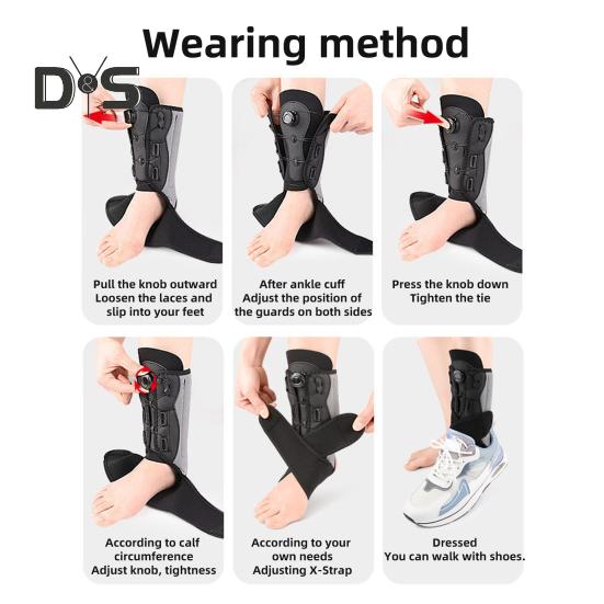 Adjustable Ankle Brace with Dual Aluminum Splints Ankle Stabilizer Knob-Controlled Compression X-Type Restraint Belt for Sports Injury Recovery