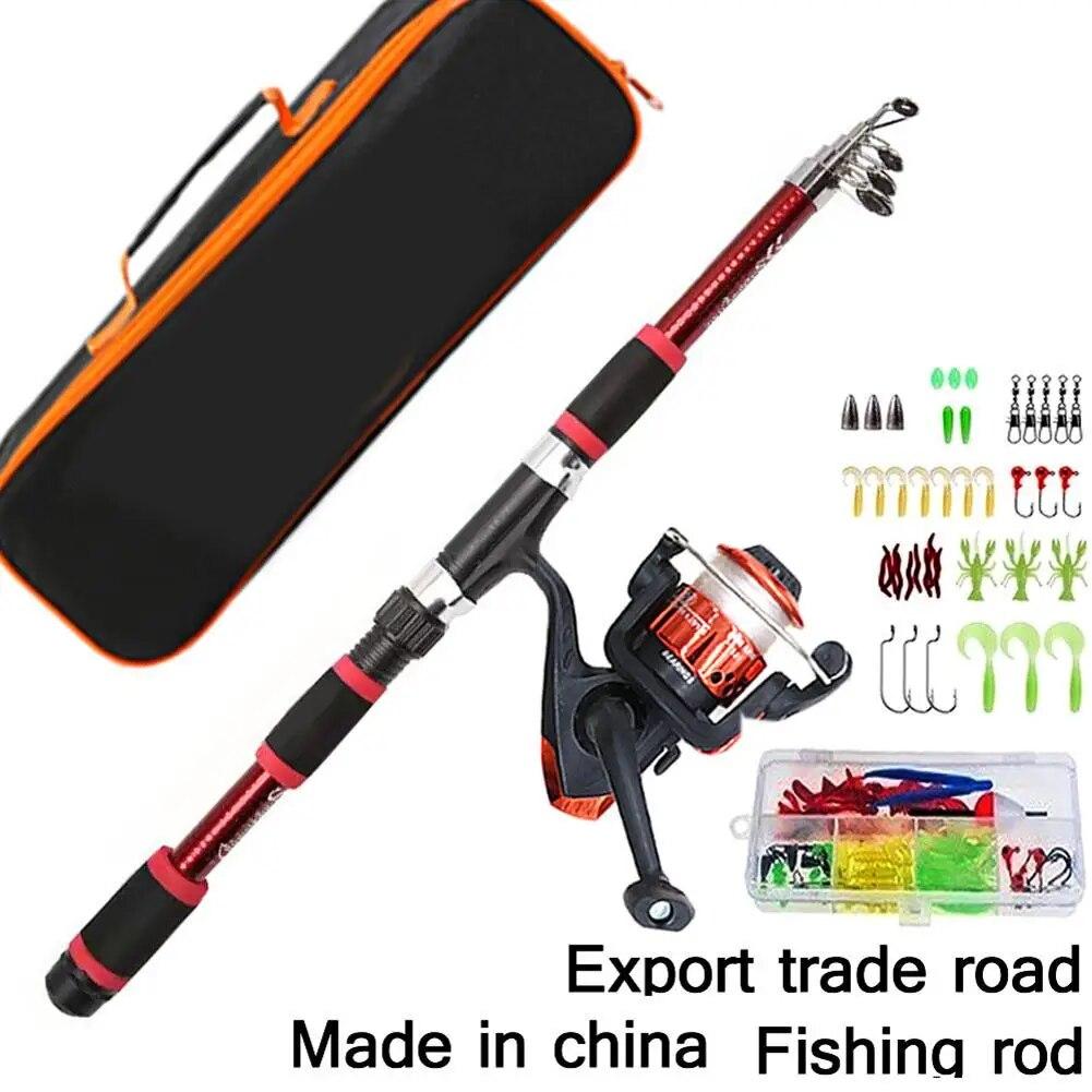 Travel Fishing Gear Set Long Casting Spinning Fishing Reel Ultralight Carbon Rod Fishing Tackle For Beginners Fishing Tools