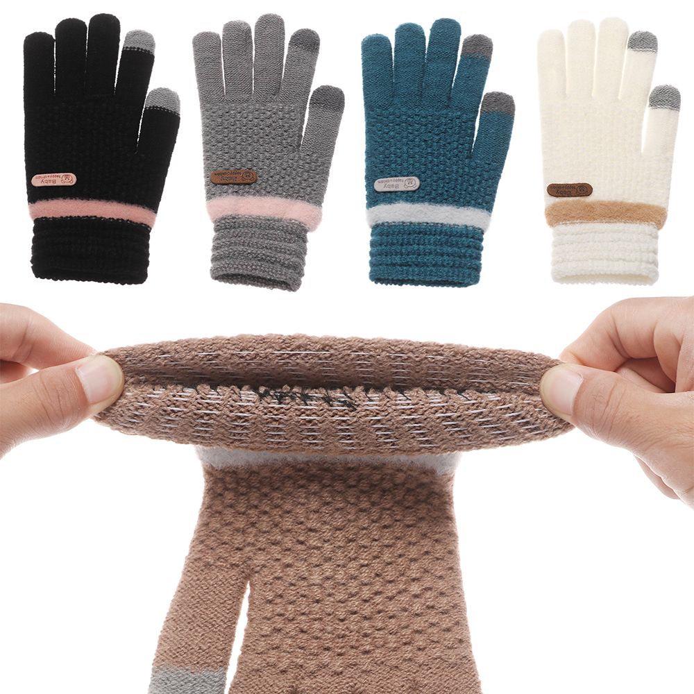 Winter Warm Stretch Outdoor Skiing Touch Screen Gloves Knitted Thicken Full Finger