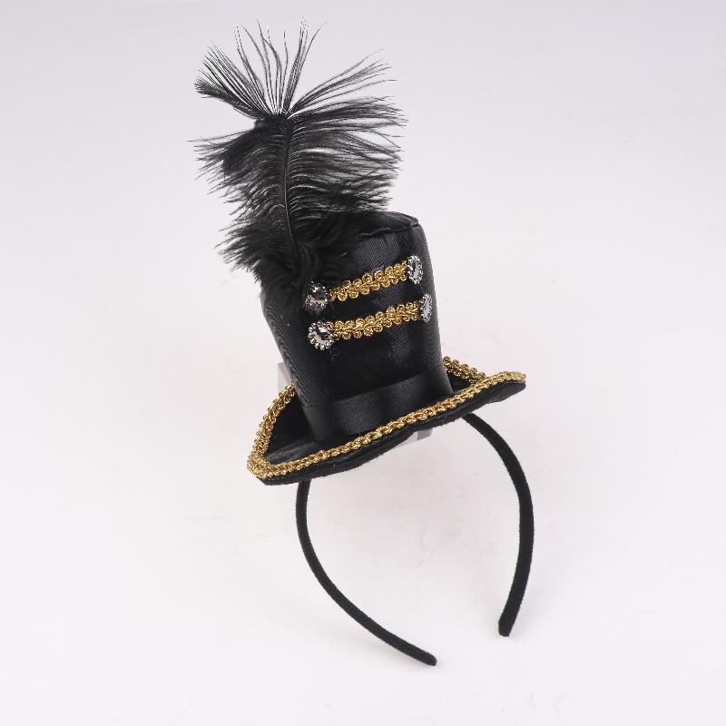 Mini Zylinder Federkappe Stirnband Zirkusdirektor Haarreif Cosplay Kostüm Haarreifen Kinder Erwachsene Haaraccessoires