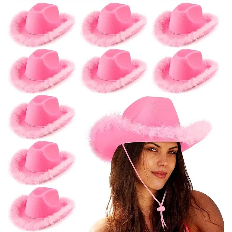 1 Pezzo Cappello Performance Tessuto Non Tessuto Costume da Sala da Ballo Festival Piumato Decorazioni Cinturino Cowboy