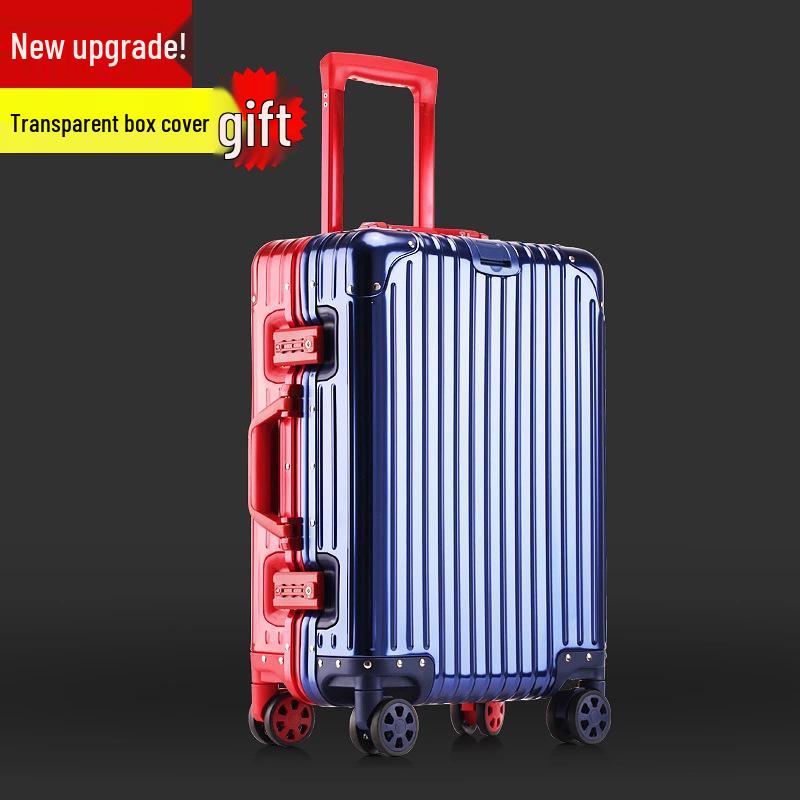 Aluminum-Magnesium Alloy Suitcase with Aluminum Frame, Universal Wheels, Combination Lock - 24" Carry-On for Students & Men's Business Travel.