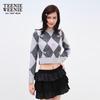 Teenie Weeniebearnova Women's Diamond Lattice Short Sweater