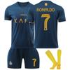 Dospívající Děti Dospělí Vlastní Jméno Fotbalové Dresy 23/24 Al-Nassr Venkovní #7 RONALDO Sportovní Tréninkový Dres Set se Štulpnami