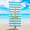Nautical Anchor Beach Towel 2D Flat Printed Peach Skin Striped Soft Bath Towel Gold Pattern Decorative Towel For Vacation Travel