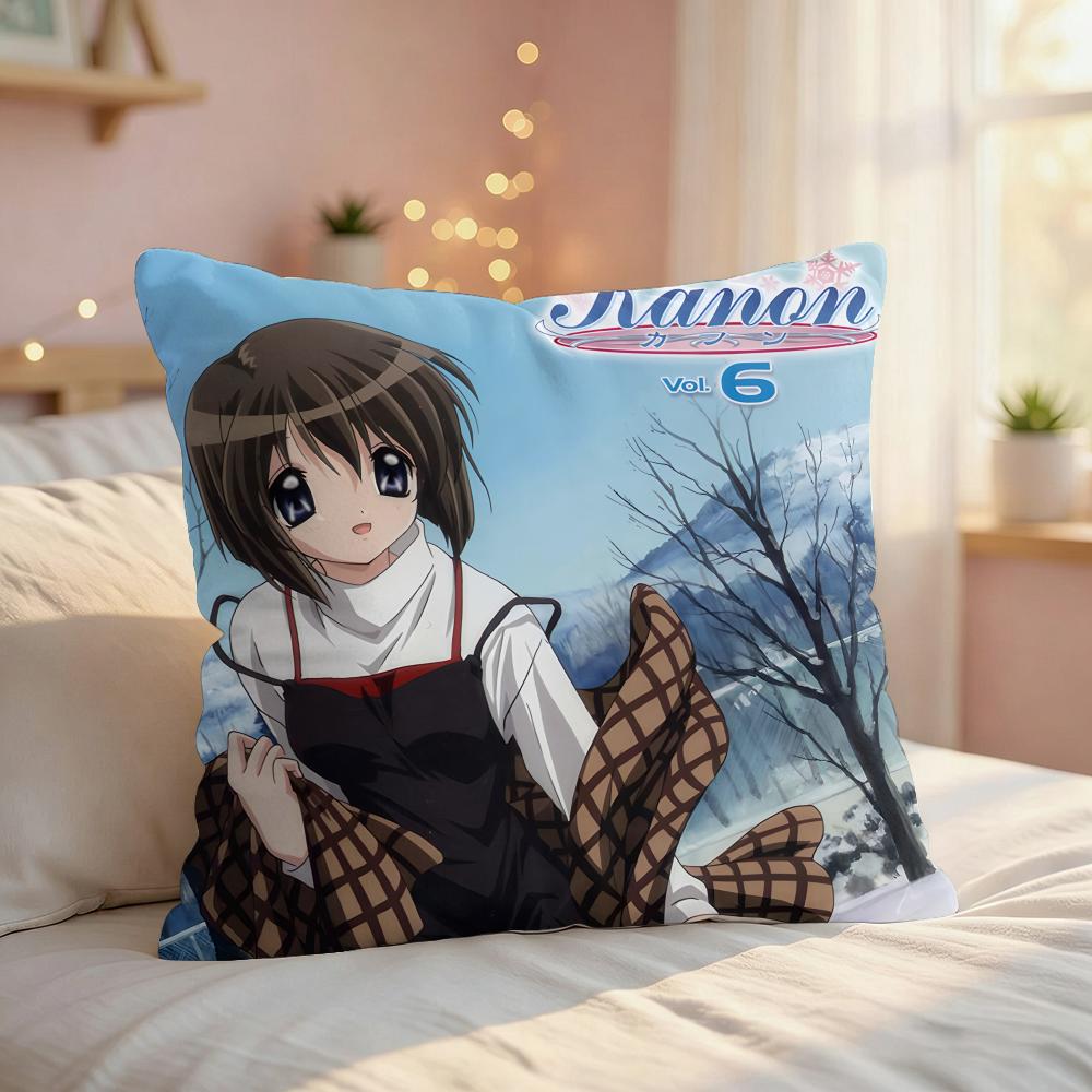 Kkanons Anime Cute Cushion Cover Silky Short Plush Invisible Zipper Dustproof Sofa Pillow Case For Home Decor