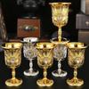 European Mini Glasses,Alloy Retro Relief Rose Vodka Cup, Light Luxury Portable Tall Tumbler, Creative Gift Home Decoration, 1pcs