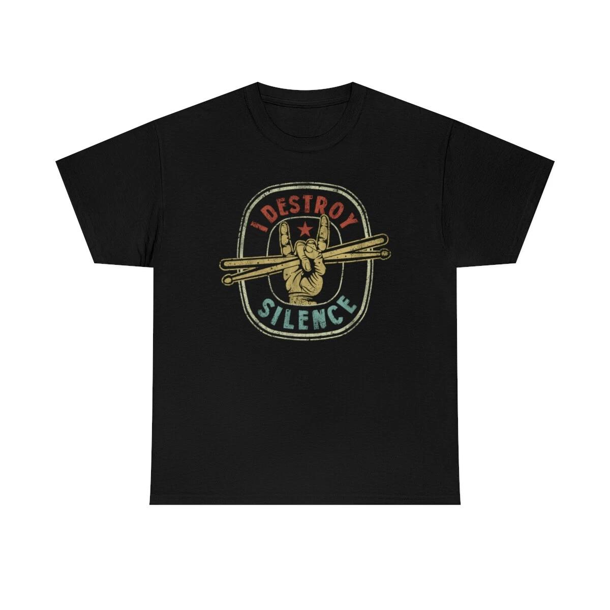 I Destroy Silence Funny Drummer T-Shirt M