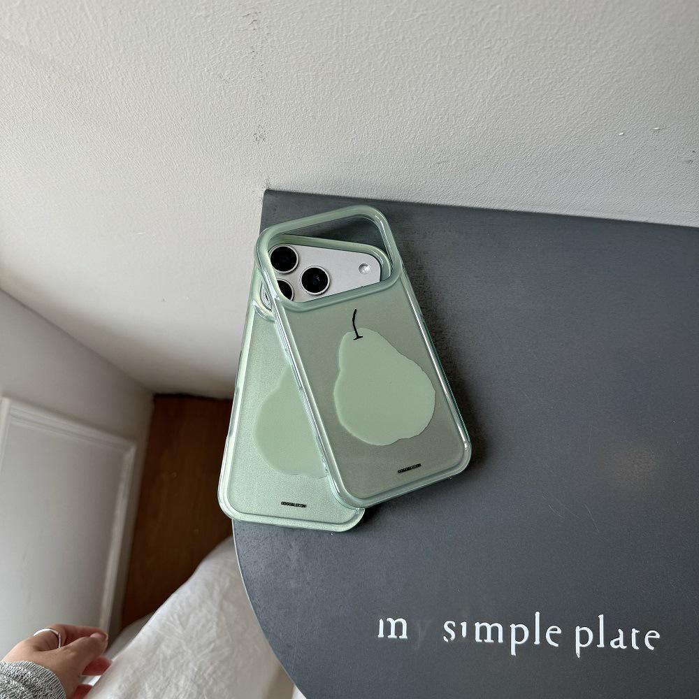 Korean Simple Green Graffiti Pear iPhone 17 Pro Max Case