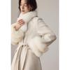 VICTORIA&VERA Women's Fox Fur Collar Wool Long Coat