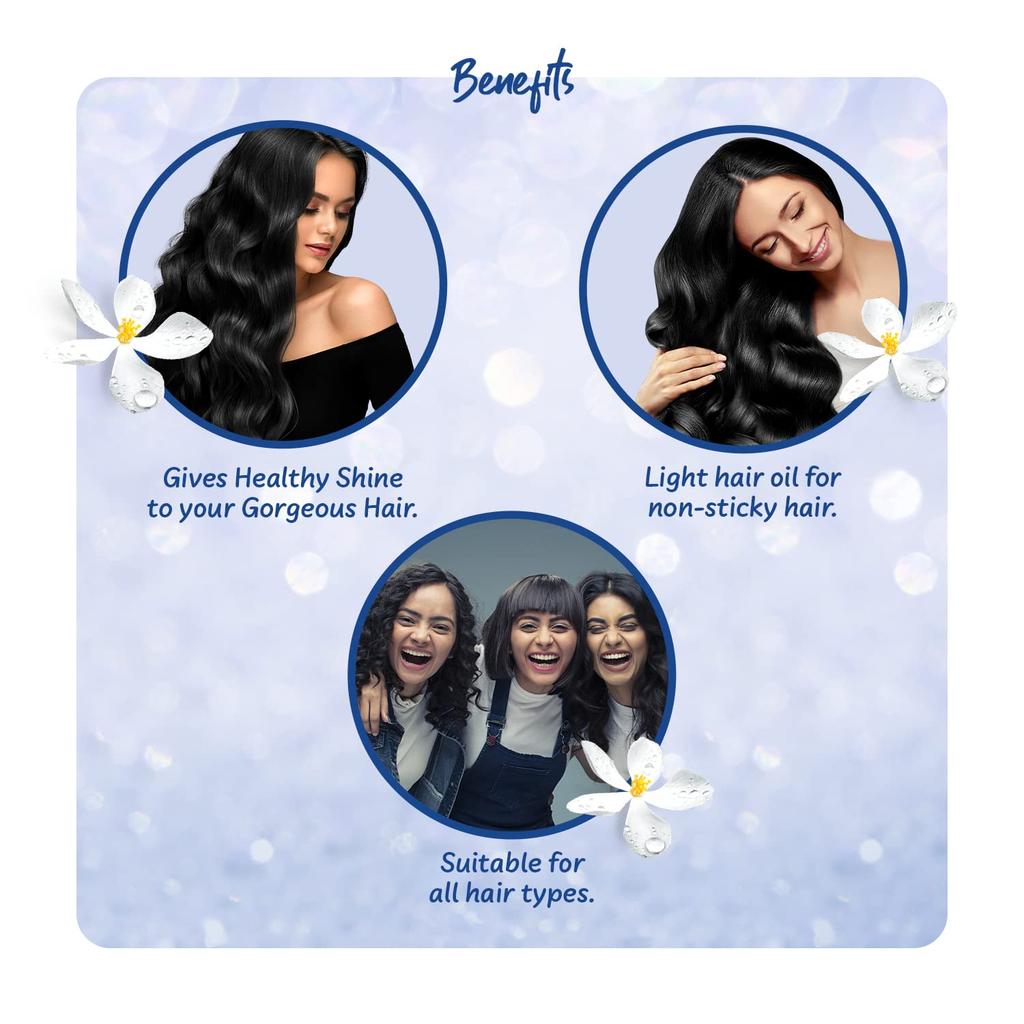 PARACHUTE Jasmine Hair Oil With Coconut & Vitamin E For Shine & Strength, Light Non Sticky Formula, 500ml Pack For All Hair Types