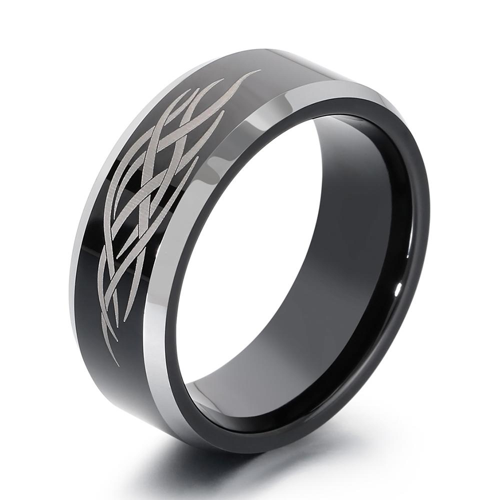 

Мужское обручальное кольцо из вольфрамовой стали шириной 8 мм, винтажная черная отделка, скошенный полированный край, удобная посадка, обручальные кольца для мужчины 8 чёрный