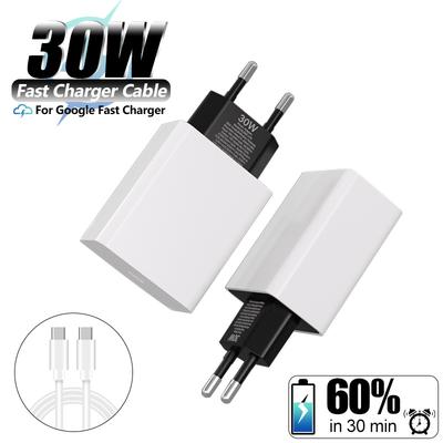 Für Google 30W Ladegerät PD Schnellladung Für Google Pixel 9 8 7 6 Pro XL 7A 6A Typ C Schnellladekabel Wandadapter EU/US Stecker
