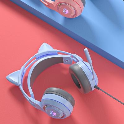 SY-G25 Trådbundet Headset Känslig Brusreducering Avtagbara Kattöron 3,5 mm USB Rundstrålande Spelheadset för Laptop