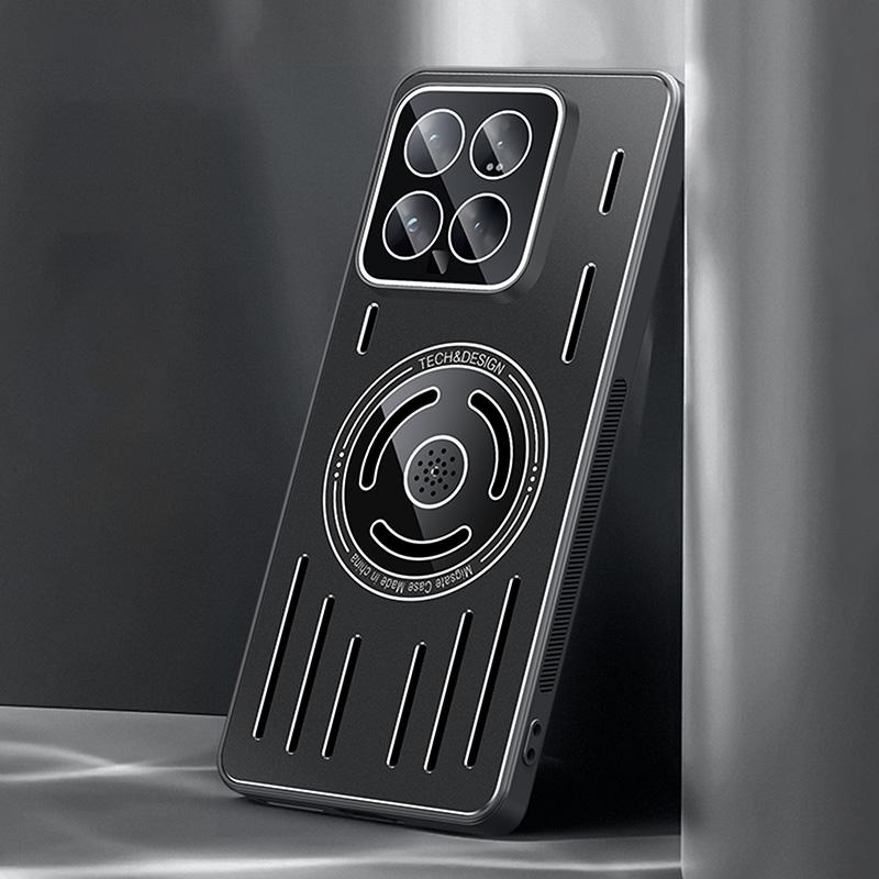 For Xiaomi 14 Magnetic Case TPU+Metal Heat Dissipation Phone Cover with PC Lens Film