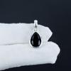 Dainty Black Spinel Gemstone Silver Pendant In 925 Sterling Silver - Handmade Pear Design, Everyday Wear Minimalist Jewelry Party Wear Gift