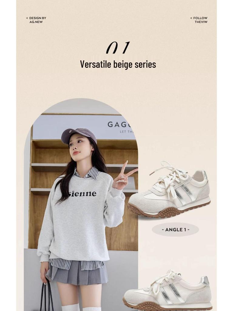 Augustine Women's 2025 Autumn Thick-Soled Casual White Sneakers