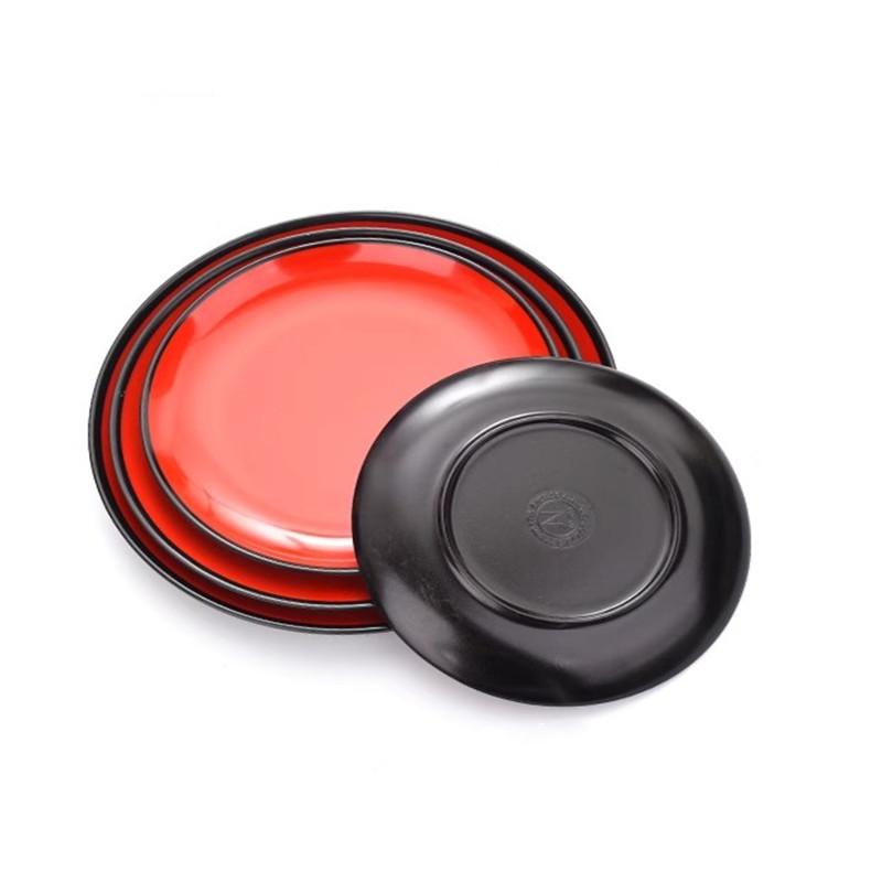 Round Red Melamine Plate, Plastic Self- Plate, Dessert Plate, Fruits, Snacks, Barbecue, Tableware, Multiple Choices