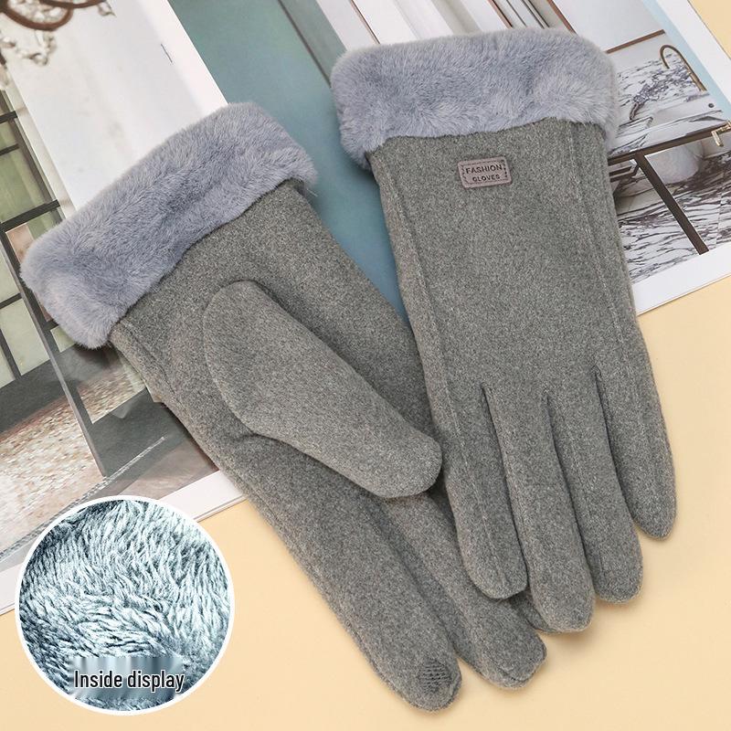 Premium Women's Fleece Touchscreen Gloves - Warm & Stylish for Fall/Winter, Korean Design