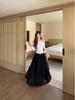 Lace Splice Two-Piece Set: Loose Top & Irregular Ruffle Skirt for Spring/Summer