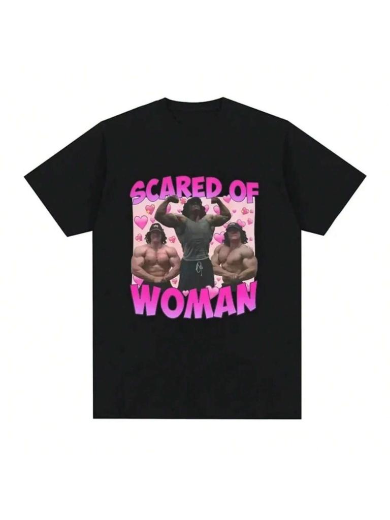 Sam Sulek Effrayé Par les Femmes T-shirt Humour Amateurs de Musculation Fitness T-shirts Graphiques 100% Coton Décontracté T-shirt d'Été