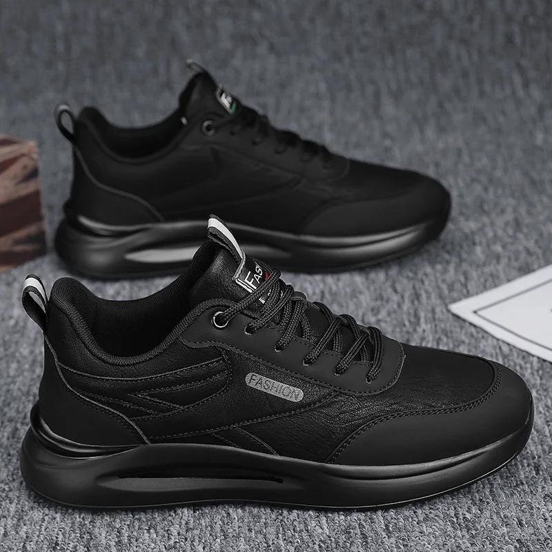 Mens wear-resistant Shoes Casual comfort Sneakers Fashion versatile work shoe Trendy waterproof Male leather shoes Zapatos Homme