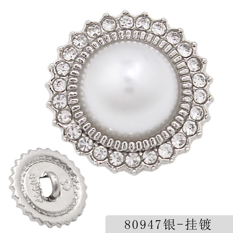 Hochwertige Exquisite Perlen-Diamant-Knöpfe, Runde Metallknöpfe, Kleine Duftstil Damenbekleidungszubehör, Strickpullover, Handgenähte Knöpfe