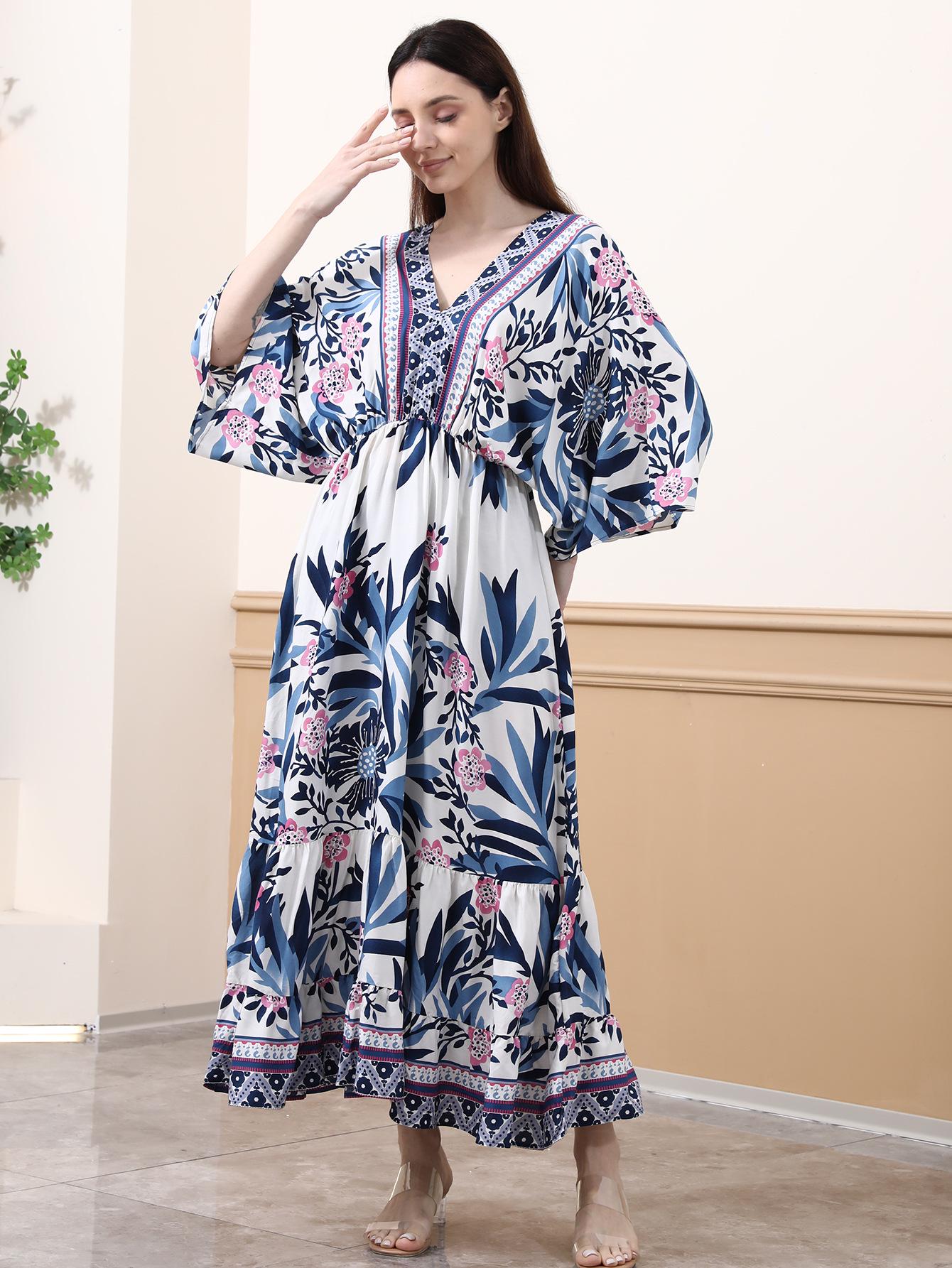 

Пляжное платье-накидка из богемского хлопка с принтом, 2025 One Size