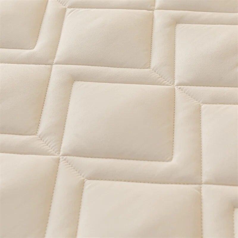 Protetor de colchão acolchoado de fibra de soja, cor sólida, grosso, almofada de colchão, macio, respirável, capa de cama, lençol