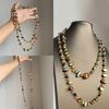 Colorful Long Necklace Shell Beaded Double Layers Necklace Antique Necklace  Women Girls