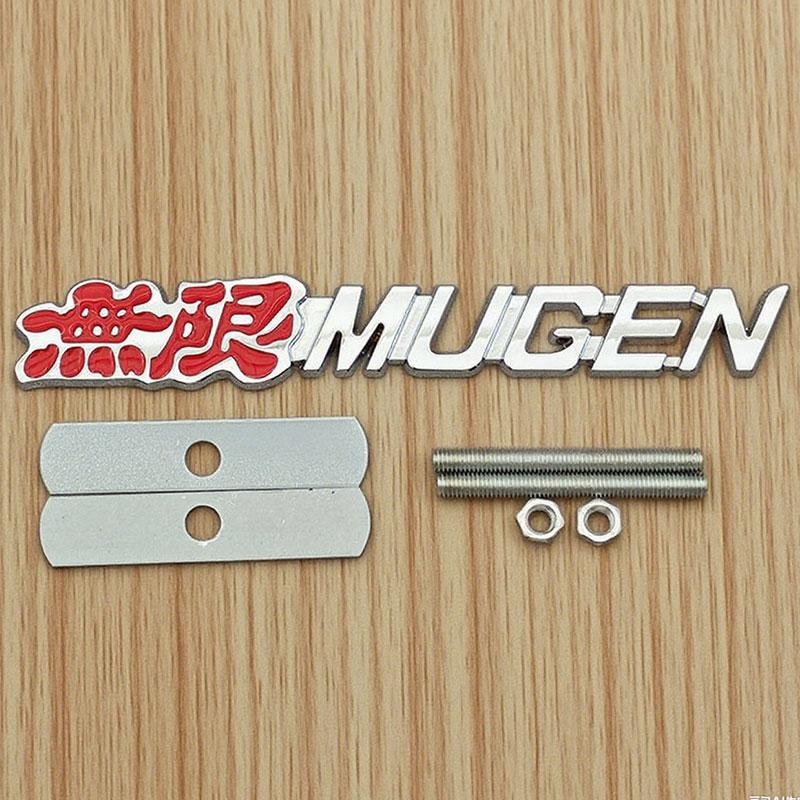 3D Metal Letters Mugen Emblem Car Front Grille Logo Rear Trunk Sticker Fender Side Badge for Auto Exterior Accessories
