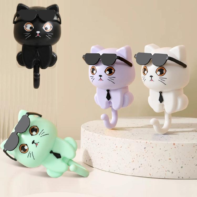 2 Stück Dekorative Robuste ABS Katzenkopfhaken für Elegante Wandmontierte Aufbewahrungslösung Mode Wohnaccessoire Täglicher Gebrauch