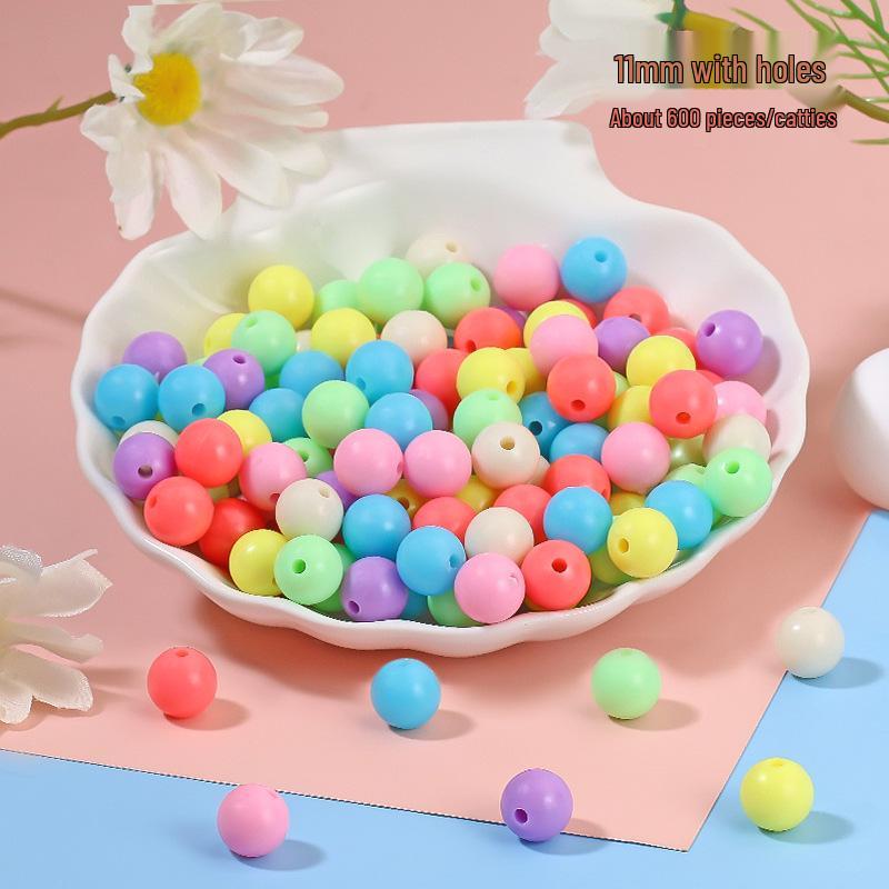 Solid Color Round Acrylic Beads for DIY Bracelets - Jewelry Accessories
