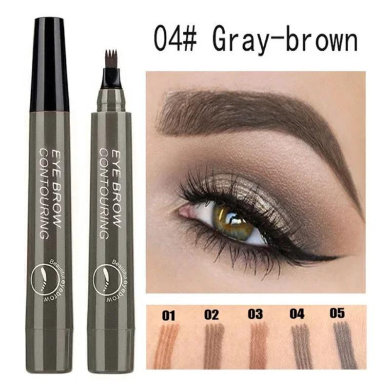 4 Forks 3D Liquid Eyebrow Pencil Lasting Waterproof Anti-Sweat Non-Fading Color Eyebrow Hair Makeup Women Beauty Makeup 5 Colors