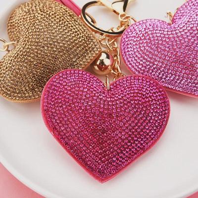 Creative Velvet Peach Heart Keychain Pendant with Diamond Tassel